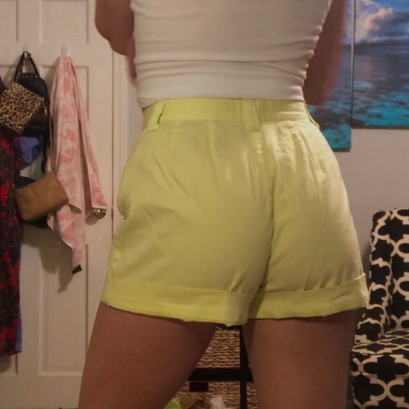 Yellow High Rise Shorts - Picture 4 of 5